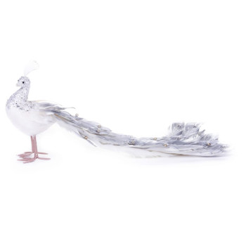 Рождественская фигурка MаgiсHome, Павлин, серебро, 50x20x23 см.