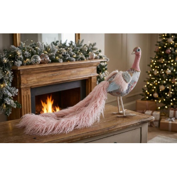 Рождественская фигурка MаgiсHome, Павлин, розовый,  60x28x35 см.