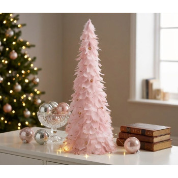 Decoration MagicHome Christmas, Christmas tree made of feathers, pink, 24x60 cm