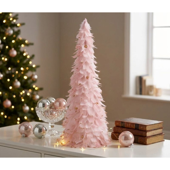 Ziemassvētku rotājumi MagicHome Christmas, eglīte no spalvām, rozā, 24x60 cm Ziemassvētku rotājumi MagicHome Christmas, eglīte no spalvām, rozā, 24x60 cm