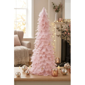 Decoration MagicHome Christmas, Christmas tree made of feathers, pink, 22x46 cm