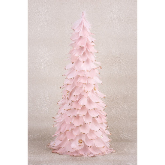 Decoration MagicHome Christmas, Christmas tree made of feathers, pink, 22x46 cm
