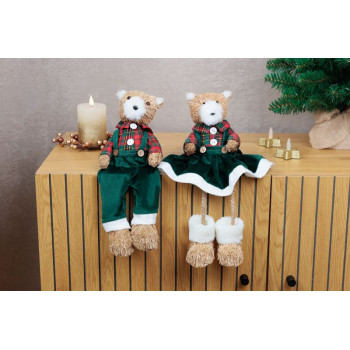 Рождественская фигурка MаgiсHome, Мишка в зеленом платье, 17x14x26 см.