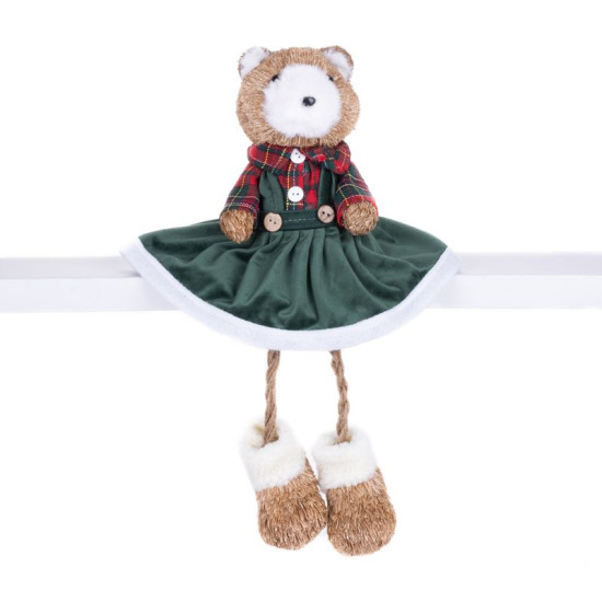 Рождественская фигурка MаgiсHome, Мишка в зеленом платье, 17x14x26 см. Рождественская фигурка MаgiсHome, Мишка в зеленом платье, 17x14x26 см.