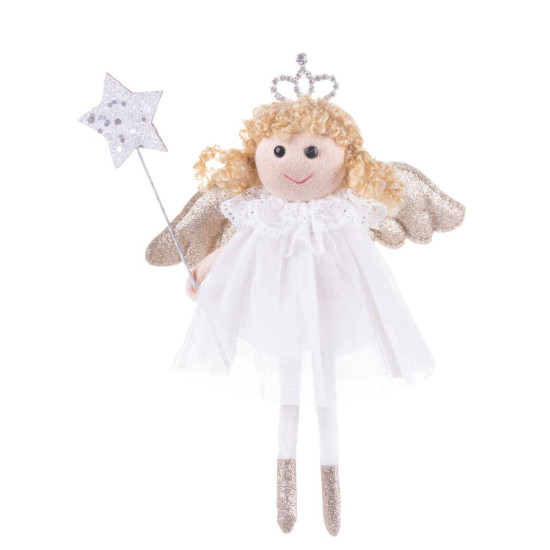 Рождественское украшение MаgiсHome, Ангел, белое, подвесное, 14x4x19 см.