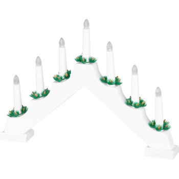 Рождественский подсвечник MagicHome, 7x LED теплый белый, белый, 2xAA, для помещений, 39x4,5x29 см