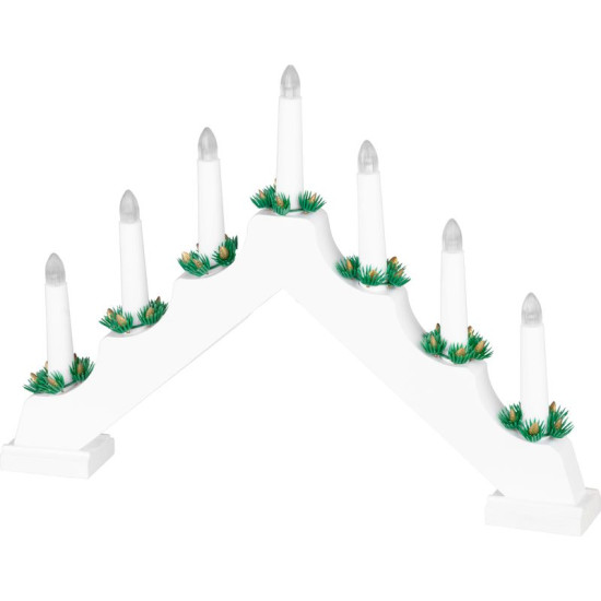 MagicHome Ziemassvētku svečturis, 7x LED silti balts, balts, 2xAA, iekšpuse, 39x4,5x29 cm MagicHome Ziemassvētku svečturis, 7x LED silti balts, balts, 2xAA, iekšpuse, 39x4,5x29 cm