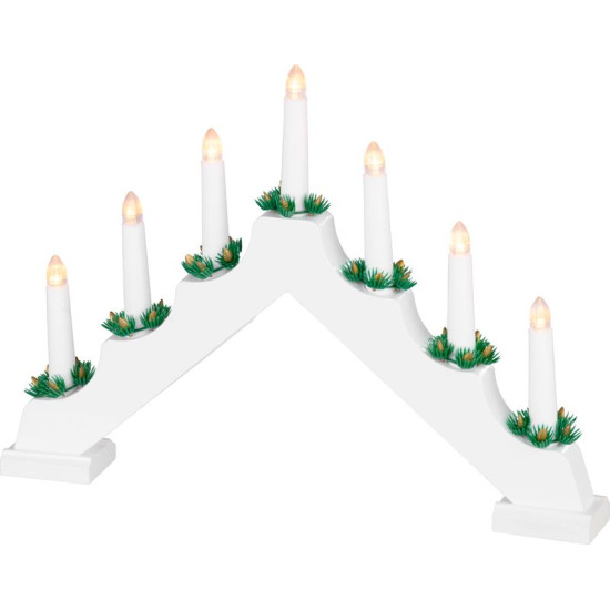 MagicHome Ziemassvētku svečturis, 7x LED silti balts, balts, 2xAA, iekšpuse, 39x4,5x29 cm MagicHome Ziemassvētku svečturis, 7x LED silti balts, balts, 2xAA, iekšpuse, 39x4,5x29 cm