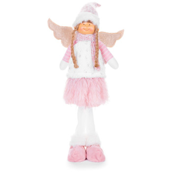 Рождественская фигурка MаgiсHome , Ангел в розовой юбочке, ткань, розово-белая, 29x13x59 см.