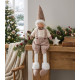 Ziemassvētku rotājumi MagicHome Christmas, Zēns ar augsto cepuri, audums, brūni balts, 17x12x54 cm