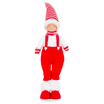 Рождественская фигурка MаgiсHome сhristmаs, Мальчик в брюках, ткань, красно-белая, 17x13x48 см
