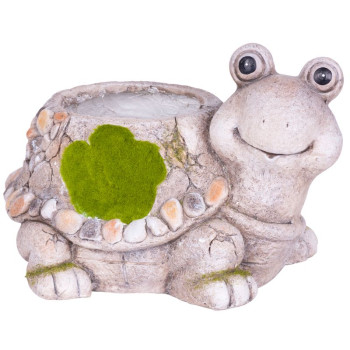 MagicHome dekorācija, Bruņurupucis ar puķu podu, keramika, dabīgs, 38x29,5x25 cm