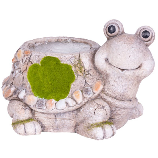 MagicHome dekorācija, Bruņurupucis ar puķu podu, keramika, dabīgs, 38x29,5x25 cm