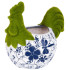 MagicHome dekorācija, Gailis ar puķu podu, zils ornaments, keramika, 34,5x24x30,5 cm
