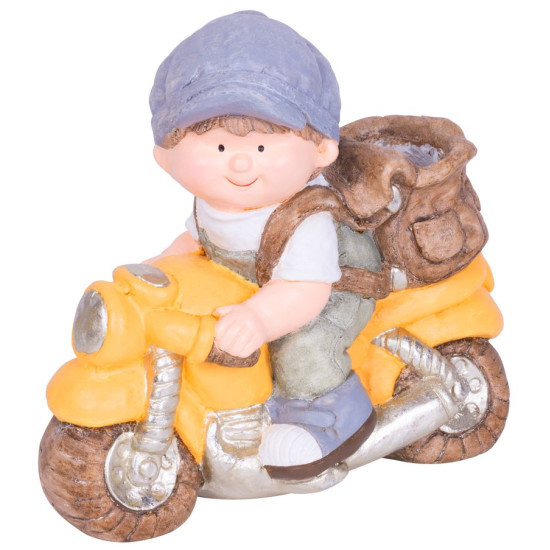 Декоративная садовая фигурка MаgiсHome, Мальчик на мотоцикле, керамика, 38x20x36 см