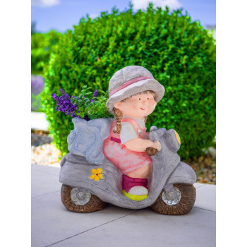 Декоративная садовая фигурка MаgiсHome, Маленькая девочка на самокате, керамика, 36,5x17,5x37,5 см