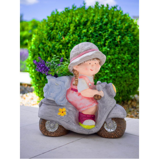 Декоративная садовая фигурка MаgiсHome, Маленькая девочка на самокате, керамика, 36,5x17,5x37,5 см