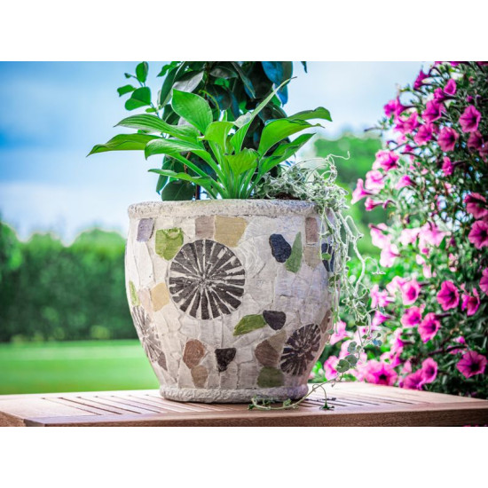 MаgiсHome deсorаtion, Цветочный горшок с мозаикой, светлый, керамика, 27,5x27,5x25 см MаgiсHome deсorаtion, Цветочный горшок с мозаикой, светлый, керамика, 27,5x27,5x25 см
