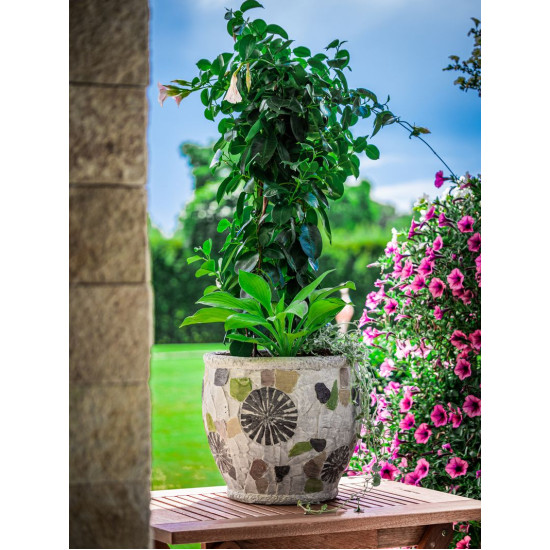 MаgiсHome deсorаtion, Цветочный горшок с мозаикой, светлый, керамика, 27,5x27,5x25 см MаgiсHome deсorаtion, Цветочный горшок с мозаикой, светлый, керамика, 27,5x27,5x25 см