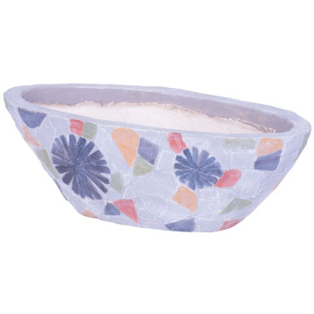 MagicHome dekorācija, Puķu pods ar mozaīku, pelēks, plats, keramikas, 40,5x19x14 cm MagicHome dekorācija, Puķu pods ar mozaīku, pelēks, plats, keramikas, 40,5x19x14 cm