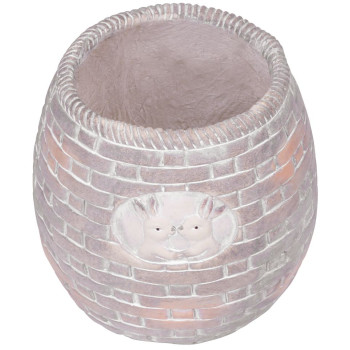 MаgiсHome deсorаtion, Цветочный горшок с мозаикой, коричневый, с зайчиками, керамика, 25x25x25 см