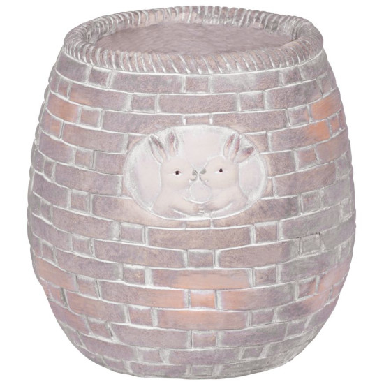 MagicHome dekorācija, Puķu pods ar mozaīku, brūns, ar zaķiem, keramika, 25x25x25 cm