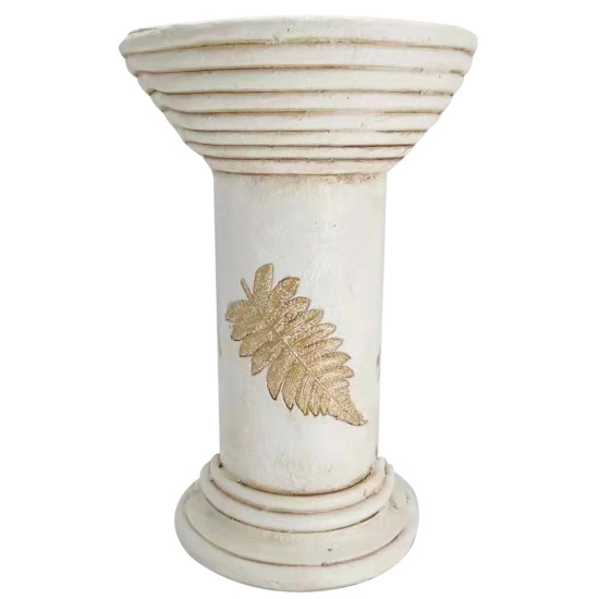 MagicHome Dārza dekorācija, augsts pjedestāls, krēmkrāsas, keramikas, 25,5x25,5x41 cm