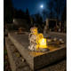 MagicHome decoration, Angel with a book and a candle, 1xLED, polyresin, for the grave, 17.5x12x17.5 cm
