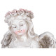 MagicHome decoration, Angel with a book and a candle, 1xLED, polyresin, for the grave, 17.5x12x17.5 cm