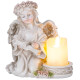 MagicHome decoration, Angel with a book and a candle, 1xLED, polyresin, for the grave, 17.5x12x17.5 cm