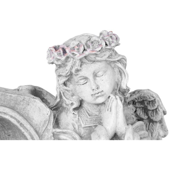 MagicHome decoration, Angel praying with candle, 1xLED, polyresin, for grave, 28x13x21.5 cm