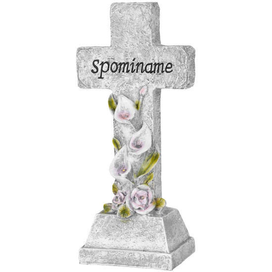 Decoration MagicHome, Cross, LED, polyresin, for the grave, solar, 15x9.5x32 cm