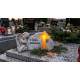 MagicHome decoration, Angel with a cross, polyresin, for the grave, solar, 20.5x11x11 cm,