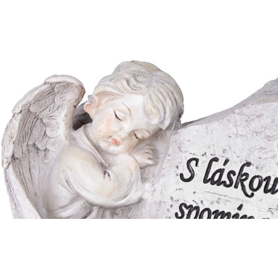 MagicHome decoration, Angel with a cross, polyresin, for the grave, solar, 20.5x11x11 cm,
