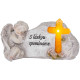 MagicHome decoration, Angel with a cross, polyresin, for the grave, solar, 20.5x11x11 cm,