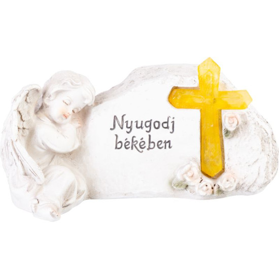MagicHome dekorācija, Eņģelis ar krustiņu, polirezīns, kapam, saules, 20,5x11x11 cm, pak. 2 gab., ar ungāru nosaukumu