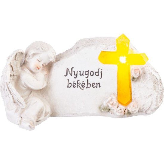 MagicHome dekorācija, Eņģelis ar krustiņu, polirezīns, kapam, saules, 20,5x11x11 cm, pak. 2 gab., ar ungāru nosaukumu