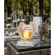 MagicHome decoration, Angel wings on a book with a candle, 1xLED, polyresin, for the grave, 18x13.5x20 cm