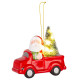 Рождественская фигурка MаgiсHome, Санта в машине, LED, терракота, 12,5x6x11,8 см