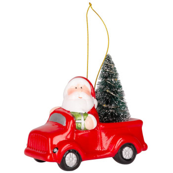 Рождественская фигурка MаgiсHome, Санта в машине, LED, терракота, 12,5x6x11,8 см