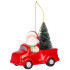 Рождественская фигурка MаgiсHome, Санта в машине, LED, терракота, 12,5x6x11,8 см