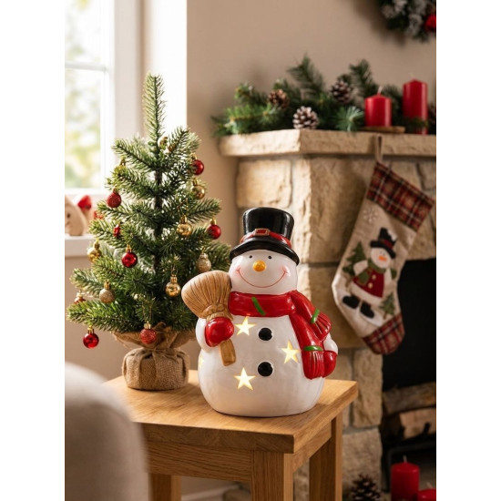 MagicHome Christmas decoration, Smiling Snowman, LED, terracotta, 8.5x8.2x12.5 cm MagicHome Christmas decoration, Smiling Snowman, LED, terracotta, 8.5x8.2x12.5 cm