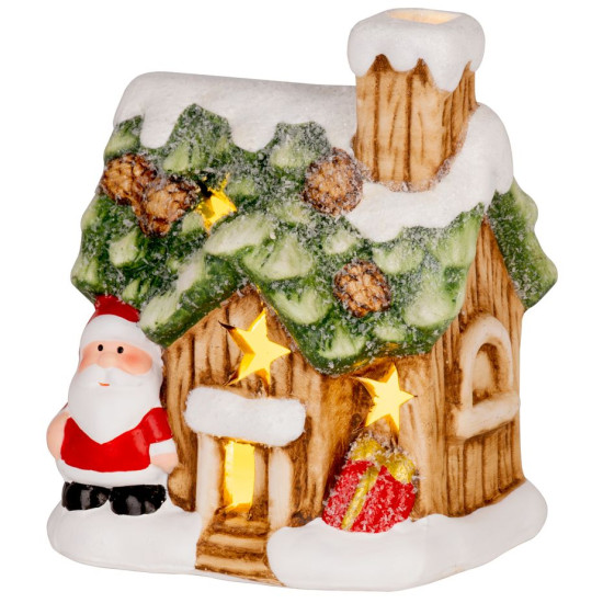 Рождественская фигурка MаgiсHome сhristmаs, House with Sаntа, LED, терракота, 10x8,3x12,2 см