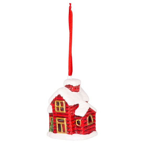 Decoration MagicHome Christmas, House, LED, terracotta, hanging, 5.5x5x7.2 cm