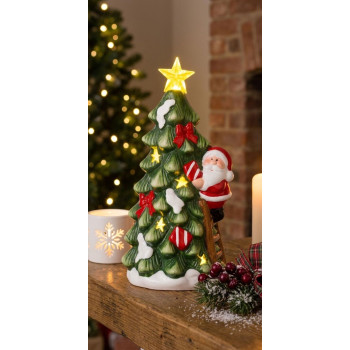 MagicHome Christmas rotājums, eglīte ar Ziemassvētku vecīti, LED, terakota, 11x8,7x21,8 cm MagicHome Christmas rotājums, eglīte ar Ziemassvētku vecīti, LED, terakota, 11x8,7x21,8 cm