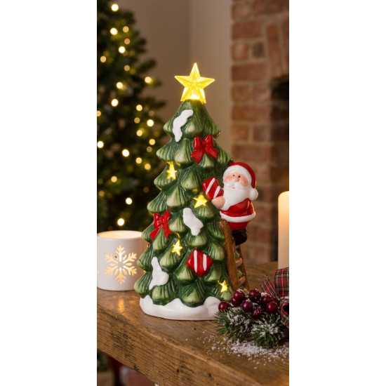 MagicHome Christmas rotājums, eglīte ar Ziemassvētku vecīti, LED, terakota, 11x8,7x21,8 cm MagicHome Christmas rotājums, eglīte ar Ziemassvētku vecīti, LED, terakota, 11x8,7x21,8 cm