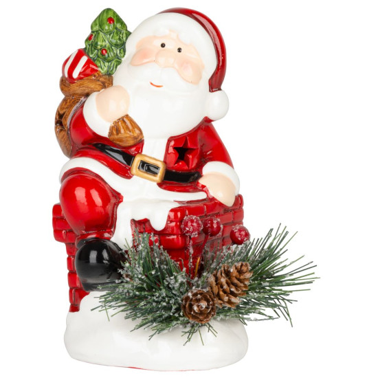 Рождественская фигурка MаgiсHome, Санта с бородой, LED, терракота, 10x8,2x13,7 см