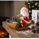 MagicHome Christmas decoration, Santa on a sleigh, LED, terracotta, 12.6x8.5x11.5 cm
