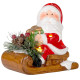 MagicHome Christmas decoration, Santa on a sleigh, LED, terracotta, 12.6x8.5x11.5 cm