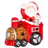 MagicHome Christmas decoration, Santa with a train, LED, terracotta, 10.3x6.3x10.7 cm